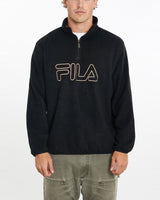 Vintage, 90s, FILA, Quarter, Zip, Fleece, Sweatshirt, The Real Deal, size extra large, colour Black, newtown, sydney, australia, thrift store, opshop, preloved, secondhand, sustainable, retro, antique, 70s, 80s, 90s, 2000s, 00s, fashion, clothing, streetwear, trendy, garment, style, boutique, store, shop, archive, sale, cheap, best, top, Sweats and hoodies