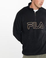 Vintage, 90s, FILA, Quarter, Zip, Fleece, Sweatshirt, The Real Deal, size extra large, colour Black, newtown, sydney, australia, thrift store, opshop, preloved, secondhand, sustainable, retro, antique, 70s, 80s, 90s, 2000s, 00s, fashion, clothing, streetwear, trendy, garment, style, boutique, store, shop, archive, sale, cheap, best, top, Sweats and hoodies