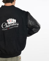 Vintage, 90s, Cherokee, Casino, Varsity, Jacket, The Real Deal, size extra large, colour Black, newtown, sydney, australia, thrift store, opshop, preloved, secondhand, sustainable, retro, antique, 70s, 80s, 90s, 2000s, 00s, fashion, clothing, streetwear, trendy, garment, style, boutique, store, shop, archive, sale, cheap, best, top, Jackets