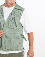 Vintage, 90s, Fishing, Vest, The Real Deal, size extra large, colour Green, newtown, sydney, australia, thrift store, opshop, preloved, secondhand, sustainable, retro, antique, 70s, 80s, 90s, 2000s, 00s, fashion, clothing, streetwear, trendy, garment, style, boutique, store, shop, archive, sale, cheap, best, top, Jackets