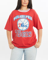 Vintage, 90s, NBA, Philadelphia, 76ers, Tee, The Real Deal, size medium, colour Red, newtown, sydney, australia, thrift store, opshop, preloved, secondhand, sustainable, retro, antique, 70s, 80s, 90s, 2000s, 00s, fashion, clothing, streetwear, trendy, garment, style, boutique, store, shop, archive, sale, cheap, best, top, T-Shirts
