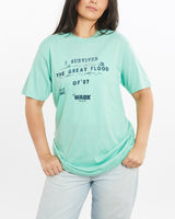 Vintage, 1987, I, Survived, The, Great, Flood, Of, 87, Tee, The Real Deal, size small, colour Green, newtown, sydney, australia, thrift store, opshop, preloved, secondhand, sustainable, retro, antique, 70s, 80s, 90s, 2000s, 00s, fashion, clothing, streetwear, trendy, garment, style, boutique, store, shop, archive, sale, cheap, best, top, T-Shirts