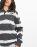 Vintage, Tommy, Hilfiger, Polo, Shirt, The Real Deal, size medium, colour Grey, newtown, sydney, australia, thrift store, opshop, preloved, secondhand, sustainable, retro, antique, 70s, 80s, 90s, 2000s, 00s, fashion, clothing, streetwear, trendy, garment, style, boutique, store, shop, archive, sale, cheap, best, top, Shirts