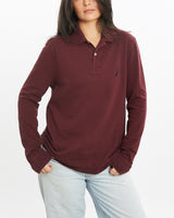 Vintage, Nautica, Long, Sleeve, Polo, Shirt, The Real Deal, size medium, colour Burgundy, newtown, sydney, australia, thrift store, opshop, preloved, secondhand, sustainable, retro, antique, 70s, 80s, 90s, 2000s, 00s, fashion, clothing, streetwear, trendy, garment, style, boutique, store, shop, archive, sale, cheap, best, top, Shirts