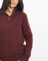 Vintage, Nautica, Long, Sleeve, Polo, Shirt, The Real Deal, size medium, colour Burgundy, newtown, sydney, australia, thrift store, opshop, preloved, secondhand, sustainable, retro, antique, 70s, 80s, 90s, 2000s, 00s, fashion, clothing, streetwear, trendy, garment, style, boutique, store, shop, archive, sale, cheap, best, top, Shirts