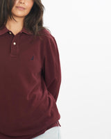 Vintage, Nautica, Long, Sleeve, Polo, Shirt, The Real Deal, size medium, colour Burgundy, newtown, sydney, australia, thrift store, opshop, preloved, secondhand, sustainable, retro, antique, 70s, 80s, 90s, 2000s, 00s, fashion, clothing, streetwear, trendy, garment, style, boutique, store, shop, archive, sale, cheap, best, top, Shirts