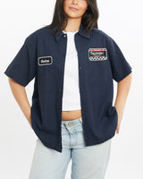 Vintage, Triumph, Motorcycles, Mechanic, Shirt, The Real Deal, size medium, colour Navy, newtown, sydney, australia, thrift store, opshop, preloved, secondhand, sustainable, retro, antique, 70s, 80s, 90s, 2000s, 00s, fashion, clothing, streetwear, trendy, garment, style, boutique, store, shop, archive, sale, cheap, best, top, Shirts