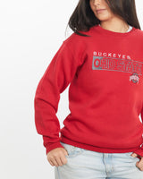 Vintage, 90s, NCAA, Ohio, State, Buckeyes, Sweatshirt, The Real Deal, size small, colour Red, newtown, sydney, australia, thrift store, opshop, preloved, secondhand, sustainable, retro, antique, 70s, 80s, 90s, 2000s, 00s, fashion, clothing, streetwear, trendy, garment, style, boutique, store, shop, archive, sale, cheap, best, top, Sweats and hoodies