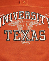 Vintage, 80s, NCAA, University, of, Texas, Longhorns, Henley, Sweatshirt, The Real Deal, size medium, colour Orange, newtown, sydney, australia, thrift store, opshop, preloved, secondhand, sustainable, retro, antique, 70s, 80s, 90s, 2000s, 00s, fashion, clothing, streetwear, trendy, garment, style, boutique, store, shop, archive, sale, cheap, best, top, Sweats and hoodies