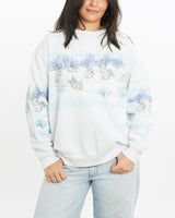 Vintage, 90s, Bunny, Winter, Wildlife, Sweatshirt, The Real Deal, size small, colour White, newtown, sydney, australia, thrift store, opshop, preloved, secondhand, sustainable, retro, antique, 70s, 80s, 90s, 2000s, 00s, fashion, clothing, streetwear, trendy, garment, style, boutique, store, shop, archive, sale, cheap, best, top, Sweats and hoodies
