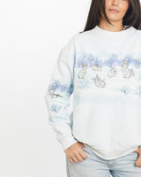 Vintage, 90s, Bunny, Winter, Wildlife, Sweatshirt, The Real Deal, size small, colour White, newtown, sydney, australia, thrift store, opshop, preloved, secondhand, sustainable, retro, antique, 70s, 80s, 90s, 2000s, 00s, fashion, clothing, streetwear, trendy, garment, style, boutique, store, shop, archive, sale, cheap, best, top, Sweats and hoodies