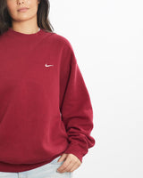 Vintage, 90s, Nike, Sweatshirt, The Real Deal, size medium, colour Red, newtown, sydney, australia, thrift store, opshop, preloved, secondhand, sustainable, retro, antique, 70s, 80s, 90s, 2000s, 00s, fashion, clothing, streetwear, trendy, garment, style, boutique, store, shop, archive, sale, cheap, best, top, Sweats and hoodies