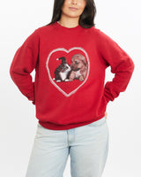Vintage, 90s, Kitten, &, Puppy, Hand, Painted, Sweatshirt, The Real Deal, size small, colour Red, newtown, sydney, australia, thrift store, opshop, preloved, secondhand, sustainable, retro, antique, 70s, 80s, 90s, 2000s, 00s, fashion, clothing, streetwear, trendy, garment, style, boutique, store, shop, archive, sale, cheap, best, top, Sweats and hoodies