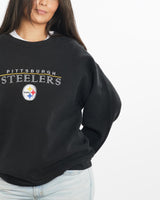 Vintage, 90s, NFL, Pittsburgh, Steelers, Sweatshirt, The Real Deal, size medium, colour Black, newtown, sydney, australia, thrift store, opshop, preloved, secondhand, sustainable, retro, antique, 70s, 80s, 90s, 2000s, 00s, fashion, clothing, streetwear, trendy, garment, style, boutique, store, shop, archive, sale, cheap, best, top, Sweats and hoodies