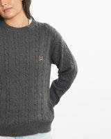 Vintage, 90s, Tommy, Hilfiger, Cable, Knit, Sweater, The Real Deal, size small, colour Grey, newtown, sydney, australia, thrift store, opshop, preloved, secondhand, sustainable, retro, antique, 70s, 80s, 90s, 2000s, 00s, fashion, clothing, streetwear, trendy, garment, style, boutique, store, shop, archive, sale, cheap, best, top, Sweats and hoodies