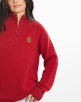Vintage, 90s, Lauren, Ralph, Lauren, Quarter, Zip, Knit, Sweater, The Real Deal, size small, colour Red, newtown, sydney, australia, thrift store, opshop, preloved, secondhand, sustainable, retro, antique, 70s, 80s, 90s, 2000s, 00s, fashion, clothing, streetwear, trendy, garment, style, boutique, store, shop, archive, sale, cheap, best, top, Sweats and hoodies