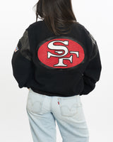 Vintage, 90s, NFL, San, Francisco, 49ers, Varsity, Jacket, The Real Deal, size medium, colour Black, newtown, sydney, australia, thrift store, opshop, preloved, secondhand, sustainable, retro, antique, 70s, 80s, 90s, 2000s, 00s, fashion, clothing, streetwear, trendy, garment, style, boutique, store, shop, archive, sale, cheap, best, top, Jackets