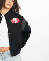 Vintage, 90s, NFL, San, Francisco, 49ers, Varsity, Jacket, The Real Deal, size medium, colour Black, newtown, sydney, australia, thrift store, opshop, preloved, secondhand, sustainable, retro, antique, 70s, 80s, 90s, 2000s, 00s, fashion, clothing, streetwear, trendy, garment, style, boutique, store, shop, archive, sale, cheap, best, top, Jackets