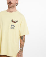 Vintage, Looney, Tunes, Wile, E., Coyote, Pocket, Tee, The Real Deal, size large, colour Yellow, newtown, sydney, australia, thrift store, opshop, preloved, secondhand, sustainable, retro, antique, 70s, 80s, 90s, 2000s, 00s, fashion, clothing, streetwear, trendy, garment, style, boutique, store, shop, archive, sale, cheap, best, top, T-Shirts
