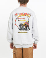 Vintage, Honda, Suzuki, "On, The, Edge", Sweatshirt, The Real Deal, size medium, colour Grey, newtown, sydney, australia, thrift store, opshop, preloved, secondhand, sustainable, retro, antique, 70s, 80s, 90s, 2000s, 00s, fashion, clothing, streetwear, trendy, garment, style, boutique, store, shop, archive, sale, cheap, best, top, Sweats and hoodies