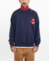 Vintage, 90s, MLB, Cleveland, Indians, Turtleneck, Sweatshirt, The Real Deal, size large, colour Navy, newtown, sydney, australia, thrift store, opshop, preloved, secondhand, sustainable, retro, antique, 70s, 80s, 90s, 2000s, 00s, fashion, clothing, streetwear, trendy, garment, style, boutique, store, shop, archive, sale, cheap, best, top, Sweats and hoodies