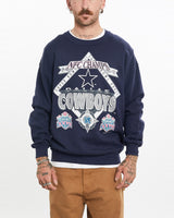 Vintage, 1992, NFL, Dallas, Cowboys, Sweatshirt, The Real Deal, size medium, colour Navy, newtown, sydney, australia, thrift store, opshop, preloved, secondhand, sustainable, retro, antique, 70s, 80s, 90s, 2000s, 00s, fashion, clothing, streetwear, trendy, garment, style, boutique, store, shop, archive, sale, cheap, best, top, Sweats and hoodies
