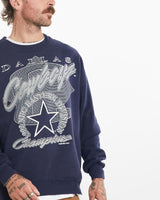 Vintage, 1992, NFL, Dallas, Cowboys, Sweatshirt, The Real Deal, size medium, colour Navy, newtown, sydney, australia, thrift store, opshop, preloved, secondhand, sustainable, retro, antique, 70s, 80s, 90s, 2000s, 00s, fashion, clothing, streetwear, trendy, garment, style, boutique, store, shop, archive, sale, cheap, best, top, Sweats and hoodies