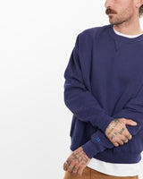 Vintage, 90s, Russell, Athletic, Sweatshirt, The Real Deal, size medium, colour Navy, newtown, sydney, australia, thrift store, opshop, preloved, secondhand, sustainable, retro, antique, 70s, 80s, 90s, 2000s, 00s, fashion, clothing, streetwear, trendy, garment, style, boutique, store, shop, archive, sale, cheap, best, top, Sweats and hoodies