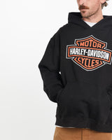 Vintage, Harley, Davidson, Pensacola, Florida, Hooded, Sweatshirt, The Real Deal, size large, colour Black, newtown, sydney, australia, thrift store, opshop, preloved, secondhand, sustainable, retro, antique, 70s, 80s, 90s, 2000s, 00s, fashion, clothing, streetwear, trendy, garment, style, boutique, store, shop, archive, sale, cheap, best, top, Sweats and hoodies