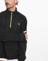 Vintage, Polo, Ralph, Lauren, Quarter, Zip, Fleece, Sweatshirt, The Real Deal, size large, colour Black, newtown, sydney, australia, thrift store, opshop, preloved, secondhand, sustainable, retro, antique, 70s, 80s, 90s, 2000s, 00s, fashion, clothing, streetwear, trendy, garment, style, boutique, store, shop, archive, sale, cheap, best, top, Sweats and hoodies