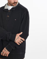 Vintage, Tommy, Hilfiger, Collared, Sweater, The Real Deal, size large, colour Black, newtown, sydney, australia, thrift store, opshop, preloved, secondhand, sustainable, retro, antique, 70s, 80s, 90s, 2000s, 00s, fashion, clothing, streetwear, trendy, garment, style, boutique, store, shop, archive, sale, cheap, best, top, Sweats and hoodies