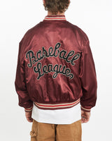 Vintage, 90s, MLB, New, York, Yankees, Baseball, League, Satin, Bomber, Jacket, The Real Deal, size medium, colour Burgundy, newtown, sydney, australia, thrift store, opshop, preloved, secondhand, sustainable, retro, antique, 70s, 80s, 90s, 2000s, 00s, fashion, clothing, streetwear, trendy, garment, style, boutique, store, shop, archive, sale, cheap, best, top, Jackets