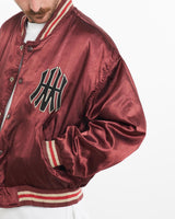 Vintage, 90s, MLB, New, York, Yankees, Baseball, League, Satin, Bomber, Jacket, The Real Deal, size medium, colour Burgundy, newtown, sydney, australia, thrift store, opshop, preloved, secondhand, sustainable, retro, antique, 70s, 80s, 90s, 2000s, 00s, fashion, clothing, streetwear, trendy, garment, style, boutique, store, shop, archive, sale, cheap, best, top, Jackets