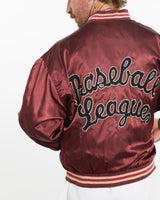 Vintage, 90s, MLB, New, York, Yankees, Baseball, League, Satin, Bomber, Jacket, The Real Deal, size medium, colour Burgundy, newtown, sydney, australia, thrift store, opshop, preloved, secondhand, sustainable, retro, antique, 70s, 80s, 90s, 2000s, 00s, fashion, clothing, streetwear, trendy, garment, style, boutique, store, shop, archive, sale, cheap, best, top, Jackets