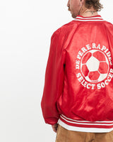 Vintage, 80s, Soccer, Club, Satin, Bomber, Jacket, The Real Deal, size large, colour Red, newtown, sydney, australia, thrift store, opshop, preloved, secondhand, sustainable, retro, antique, 70s, 80s, 90s, 2000s, 00s, fashion, clothing, streetwear, trendy, garment, style, boutique, store, shop, archive, sale, cheap, best, top, Jackets