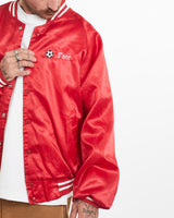 Vintage, 80s, Soccer, Club, Satin, Bomber, Jacket, The Real Deal, size large, colour Red, newtown, sydney, australia, thrift store, opshop, preloved, secondhand, sustainable, retro, antique, 70s, 80s, 90s, 2000s, 00s, fashion, clothing, streetwear, trendy, garment, style, boutique, store, shop, archive, sale, cheap, best, top, Jackets