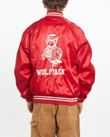 Vintage, 80s, NCAA, NC, State, Wolfpack, Satin, Bomber, Jacket, The Real Deal, size medium, colour Red, newtown, sydney, australia, thrift store, opshop, preloved, secondhand, sustainable, retro, antique, 70s, 80s, 90s, 2000s, 00s, fashion, clothing, streetwear, trendy, garment, style, boutique, store, shop, archive, sale, cheap, best, top, Jackets