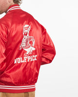 Vintage, 80s, NCAA, NC, State, Wolfpack, Satin, Bomber, Jacket, The Real Deal, size medium, colour Red, newtown, sydney, australia, thrift store, opshop, preloved, secondhand, sustainable, retro, antique, 70s, 80s, 90s, 2000s, 00s, fashion, clothing, streetwear, trendy, garment, style, boutique, store, shop, archive, sale, cheap, best, top, Jackets