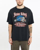 Vintage, Jesus, Rides, JC, Choppers, Tee, The Real Deal, size large, colour Black, newtown, sydney, australia, thrift store, opshop, preloved, secondhand, sustainable, retro, antique, 70s, 80s, 90s, 2000s, 00s, fashion, clothing, streetwear, trendy, garment, style, boutique, store, shop, archive, sale, cheap, best, top, T-Shirts