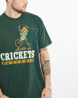 Vintage, 90s, Lubbock, Crickets, Baseball, Tee, The Real Deal, size large, colour Green, newtown, sydney, australia, thrift store, opshop, preloved, secondhand, sustainable, retro, antique, 70s, 80s, 90s, 2000s, 00s, fashion, clothing, streetwear, trendy, garment, style, boutique, store, shop, archive, sale, cheap, best, top, T-Shirts