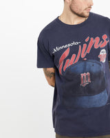 Vintage, 1996, MLB, Minnesota, Twins, Tee, The Real Deal, size large, colour Navy, newtown, sydney, australia, thrift store, opshop, preloved, secondhand, sustainable, retro, antique, 70s, 80s, 90s, 2000s, 00s, fashion, clothing, streetwear, trendy, garment, style, boutique, store, shop, archive, sale, cheap, best, top, T-Shirts