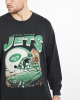 Vintage, 2004, NFL, New, York, Jets, Long, Sleeve, Tee, The Real Deal, size extra large, colour Black, newtown, sydney, australia, thrift store, opshop, preloved, secondhand, sustainable, retro, antique, 70s, 80s, 90s, 2000s, 00s, fashion, clothing, streetwear, trendy, garment, style, boutique, store, shop, archive, sale, cheap, best, top, T-Shirts