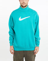 Vintage, 90s, Nike, Turtleneck, Sweatshirt, The Real Deal, size extra large, colour Aqua, newtown, sydney, australia, thrift store, opshop, preloved, secondhand, sustainable, retro, antique, 70s, 80s, 90s, 2000s, 00s, fashion, clothing, streetwear, trendy, garment, style, boutique, store, shop, archive, sale, cheap, best, top, Sweats and hoodies