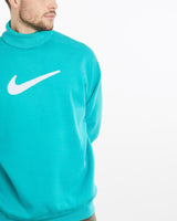 Vintage, 90s, Nike, Turtleneck, Sweatshirt, The Real Deal, size extra large, colour Aqua, newtown, sydney, australia, thrift store, opshop, preloved, secondhand, sustainable, retro, antique, 70s, 80s, 90s, 2000s, 00s, fashion, clothing, streetwear, trendy, garment, style, boutique, store, shop, archive, sale, cheap, best, top, Sweats and hoodies