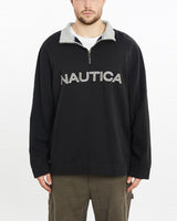 Vintage, Nautica, Quarter, Zip, Sweatshirt, The Real Deal, size extra large, colour Black, newtown, sydney, australia, thrift store, opshop, preloved, secondhand, sustainable, retro, antique, 70s, 80s, 90s, 2000s, 00s, fashion, clothing, streetwear, trendy, garment, style, boutique, store, shop, archive, sale, cheap, best, top, Sweats and hoodies