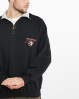 Vintage, NHL, Buffalo, Sabres, Quarter, Zip, Sweatshirt, The Real Deal, size extra large, colour Black, newtown, sydney, australia, thrift store, opshop, preloved, secondhand, sustainable, retro, antique, 70s, 80s, 90s, 2000s, 00s, fashion, clothing, streetwear, trendy, garment, style, boutique, store, shop, archive, sale, cheap, best, top, Sweats and hoodies
