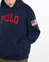 Vintage, Polo, Ralph, Lauren, Hooded, Fleece, Sweatshirt, The Real Deal, size extra large, colour Navy, newtown, sydney, australia, thrift store, opshop, preloved, secondhand, sustainable, retro, antique, 70s, 80s, 90s, 2000s, 00s, fashion, clothing, streetwear, trendy, garment, style, boutique, store, shop, archive, sale, cheap, best, top, Sweats and hoodies
