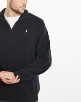 Vintage, 90s, Polo, Ralph, Lauren, Quarter, Zip, Knit, Sweater, The Real Deal, size large, colour Navy, newtown, sydney, australia, thrift store, opshop, preloved, secondhand, sustainable, retro, antique, 70s, 80s, 90s, 2000s, 00s, fashion, clothing, streetwear, trendy, garment, style, boutique, store, shop, archive, sale, cheap, best, top, Sweats and hoodies
