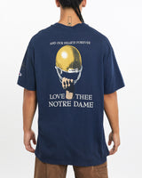 Vintage, 1999, Champion, NCAA, Notre, Dame, Football, Tee, The Real Deal, size extra large, colour Navy, newtown, sydney, australia, thrift store, opshop, preloved, secondhand, sustainable, retro, antique, 70s, 80s, 90s, 2000s, 00s, fashion, clothing, streetwear, trendy, garment, style, boutique, store, shop, archive, sale, cheap, best, top, T-Shirts
