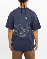 Vintage, 90s, Camping, Racoons, Tee, The Real Deal, size large, colour Navy, newtown, sydney, australia, thrift store, opshop, preloved, secondhand, sustainable, retro, antique, 70s, 80s, 90s, 2000s, 00s, fashion, clothing, streetwear, trendy, garment, style, boutique, store, shop, archive, sale, cheap, best, top, T-Shirts